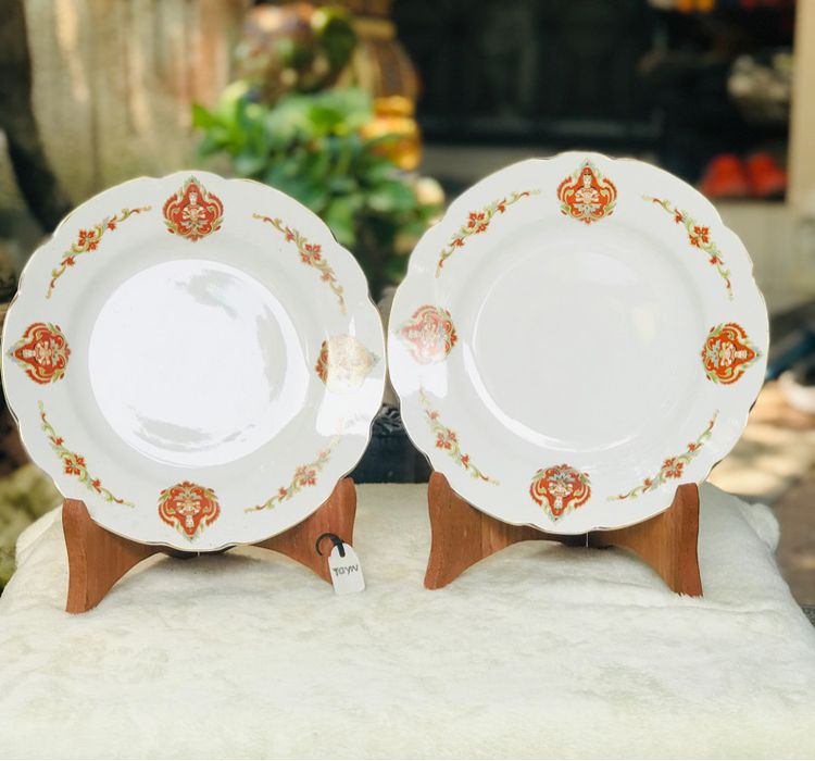 1 คู่ (2 ใบ) Vintage Thai Pattern Ceramic Plate Made In Japan กระเบื้องลายเทพพนม ขอบน้ำทองฉ่ำ ขนาด 9 นิ้ว รูปที่ 3