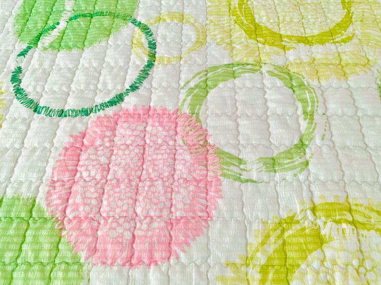 ผ้าปูรองนอน (แบบหนา) ขนาด 4.5-5ฟุต สีเขียวลายวินเทจหลากสี (สภาพใหม่) มือสองขายตามสภาพ สินค้าญี่ปุ่น-เกาหลีแท้ รูปที่ 5