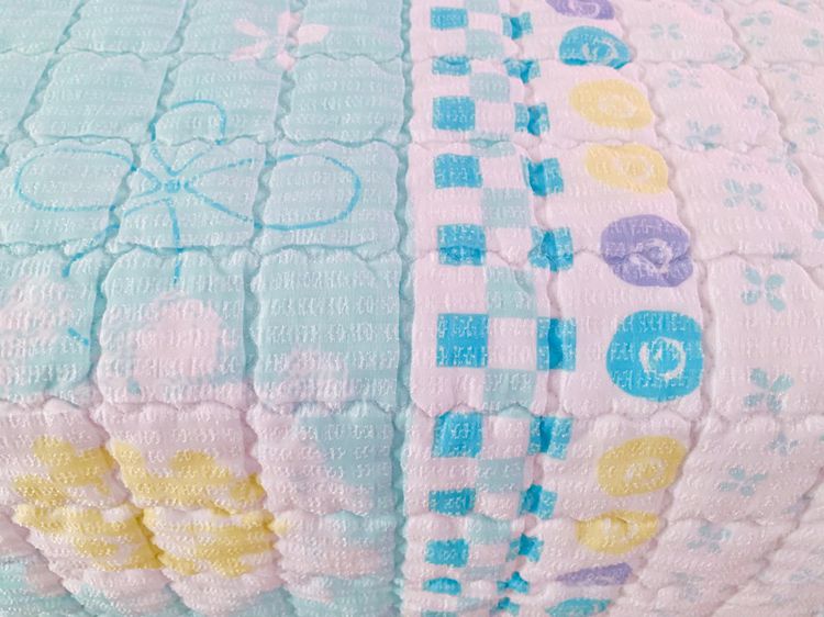 ผ้าปูรองนอน (แบบหนา) ขนาด 4.5-5ฟุต สีฟ้าลายดอกหลากสี (สภาพใหม่) มือสองสภาพดี สินค้าญี่ปุ่น-เกาหลีแท้ รูปที่ 5