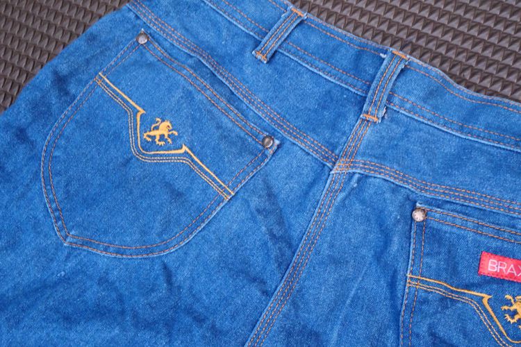 VTG 80s BRAXTON Stretch Denim Disco Jeans  Embroidered Stitch  รูปที่ 1
