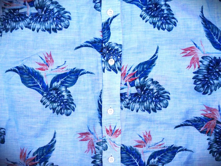Chaps light blue linen cotton bird of paradise hawaiian mens shirt  รูปที่ 5