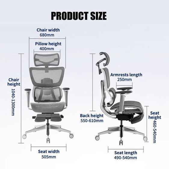 Ergomax S3 Ergonomic Chair office chair S3 เก้าอี้ตามหลักสรีระศาสตร์เก้าอี้คอมพิวเตอร์เก้าอี้สำนักงาน Boss อยู่ประจำเก้าอี้เล่นเกมที่สะดวกสบ รูปที่ 7