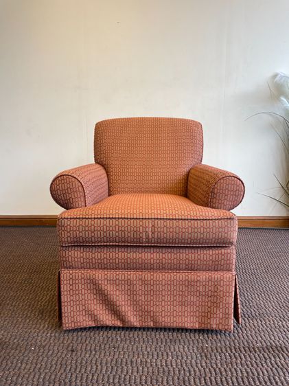 เก้าอี้อาร์มแชร์ แบรนด์ ETHAN ALLEN เบาะผ้าลายสีน้ำตาลแดง รูปที่ 12