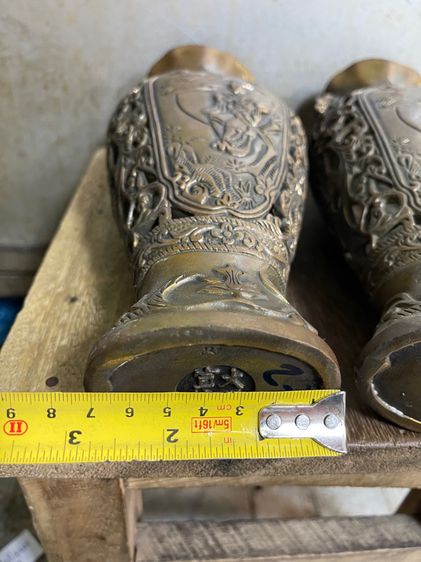 แจกัน ฉลุลาย เทพจีนทองเหลืองสะสมA9 รูปที่ 16