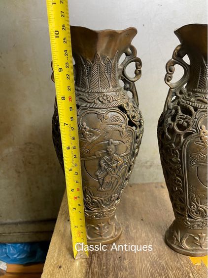 แจกัน ฉลุลาย เทพจีนทองเหลืองสะสมA9 รูปที่ 13