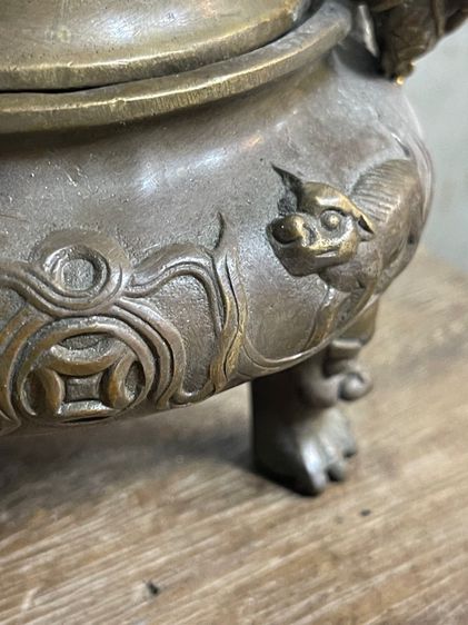 กระถางกำยาน หมาจูทองเหลืองสะสม A32 รูปที่ 11