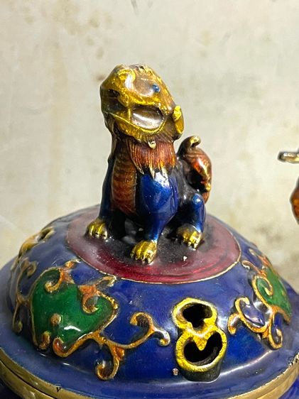 กระถางกำยานมังกร ทองเหลืองลงยา สะสม A50 รูปที่ 3