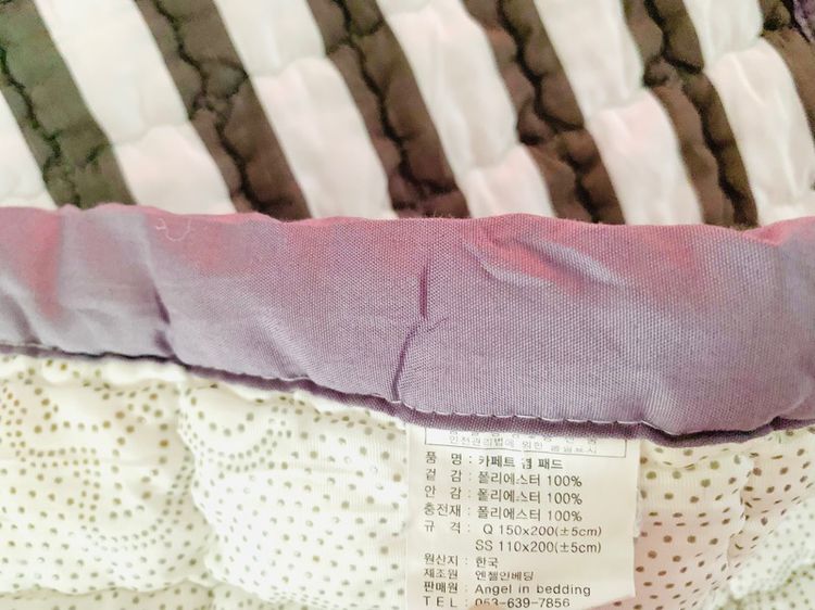 ผ้าปูรองนอน (แบบหนา) ขนาด 4.5-5ฟุต สีเทาดำลายทางขอบเทา ยี่ห้อ Angle in Bedding (สภาพใหม่) มือสองสภาพดี สินค้าญี่ปุ่น-เกาหลีแท้ รูปที่ 7