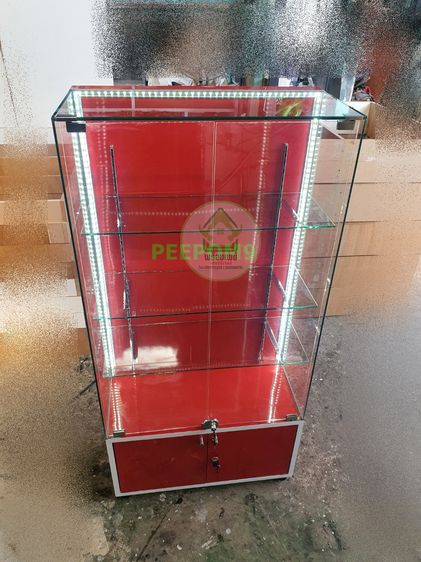 P0001 ตู้โชว์กระจก สีแดง ไฟLED มีชั้น3ชั้น สามารถปรับระดับได้ งานDIYค่ะ รูปที่ 8