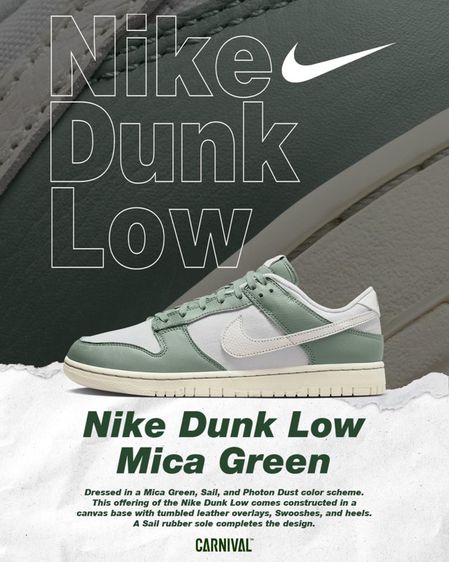 NIKE Dunk Low Mica Green มือสอง รูปที่ 8
