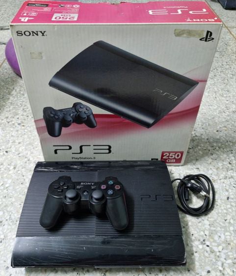 Sony เครื่องเกมส์โซนี่ เพลย์สเตชั่น PS3 (Playstation 3) เชื่อมต่อไร้สายได้ PlayStation 3 Super Slim 250 GB แปลงแล้ว เครื่องซีนพาสติกอยู่