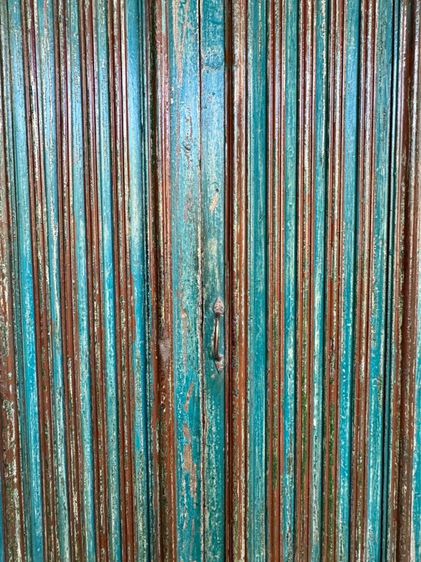 ประตูไม้สีฟ้าเทอร์ควอยส์เก่าวินเทจ รูปที่ 5