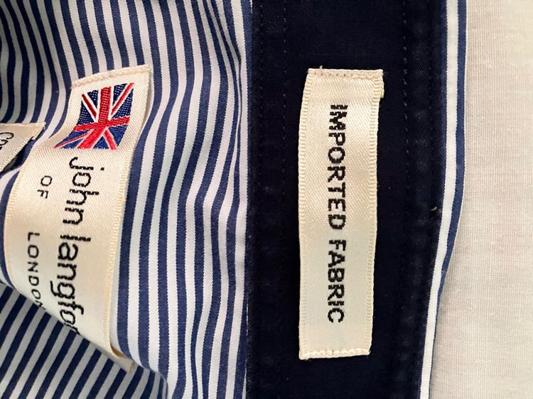 เสื้อเชิ้ตแขนยาว John Langford of London Inported Fabric สีฟ้าลายทาง รูปที่ 6