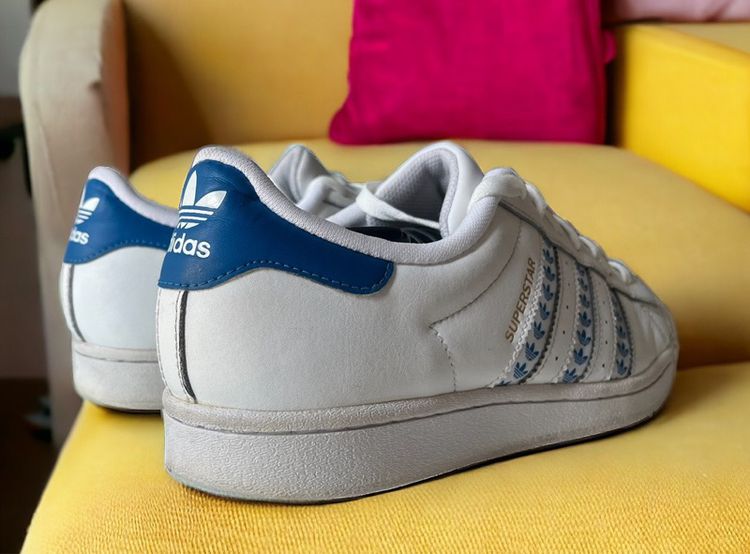 🇺🇸 Adidas Super Star ❤️white leather shoes รูปที่ 7