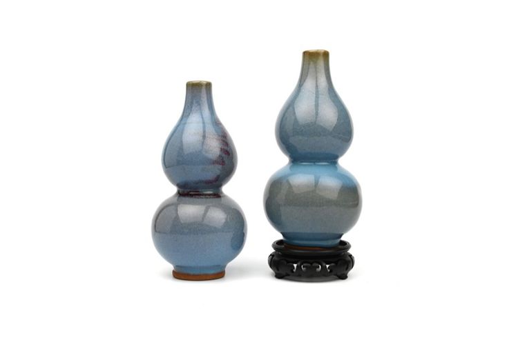 A Pair of Chinese Double Gourd Purple Splashed Vases. รูปที่ 3