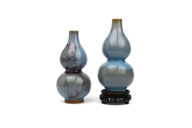 A Pair of Chinese Double Gourd Purple Splashed Vases. รูปที่ 2