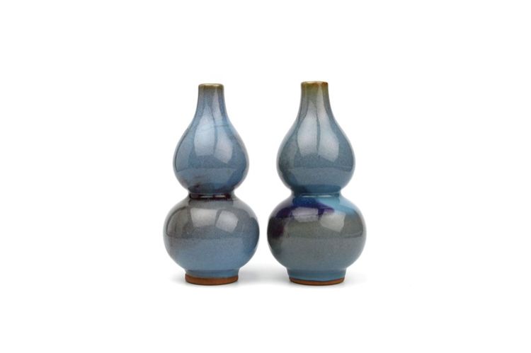 A Pair of Chinese Double Gourd Purple Splashed Vases. รูปที่ 4