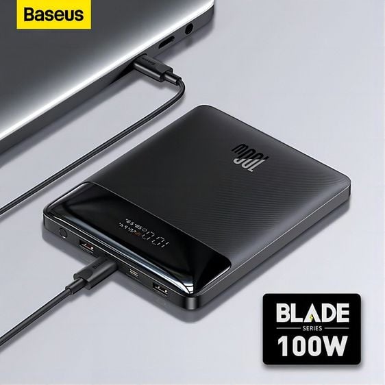 Baseus Blade 20000mAh 100W พาเวอร์แบงค์ Power Digital Display Powerbank แบบพกพา ชาร์จเร็ว Black(With cable） รูปที่ 1