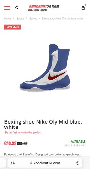 รองเท้ามวย Nike Sz.10us44eu28cm รุ่นMachomai สีขาวน้ำเงิน สภาพดี ไม่ขาดซ่อม ใส่ซ้อมมวยเดินเที่ยวได้ รูปที่ 14