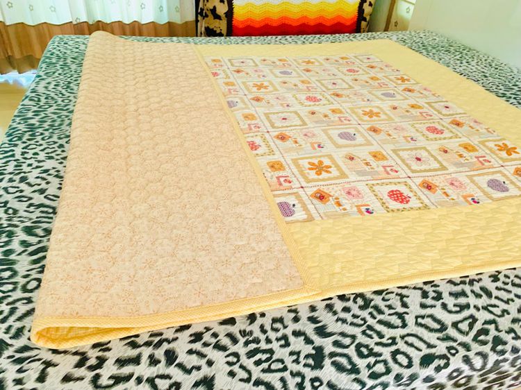 ผ้าปูรองนอน ขนาด 5ฟุต สีเหลืองตารางลายวินเทจ (สภาพใหม่) มือสองขายตามสภาพ สินค้าญี่ปุ่น-เกาหลีแท้ รูปที่ 12