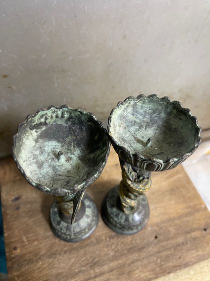 เชิงเทียน มังกร นกฟีนิกซ์ ทองเหลืองสะสมA1 รูปที่ 7