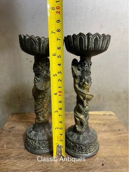 เชิงเทียน มังกร นกฟีนิกซ์ ทองเหลืองสะสมA1 รูปที่ 11