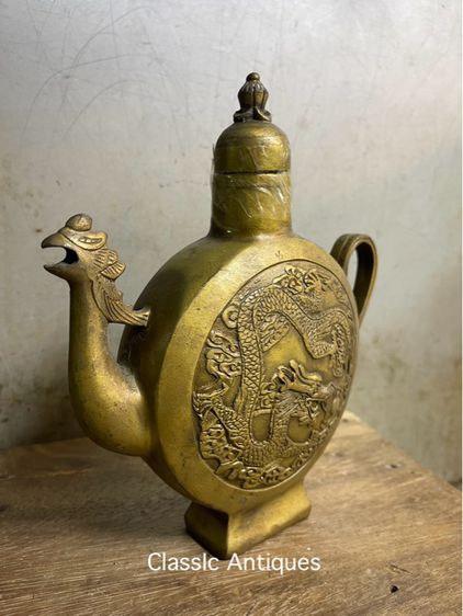 กาน้ำชา มังกร นกฟีนิกซ์ทองเหลือง รูปที่ 6