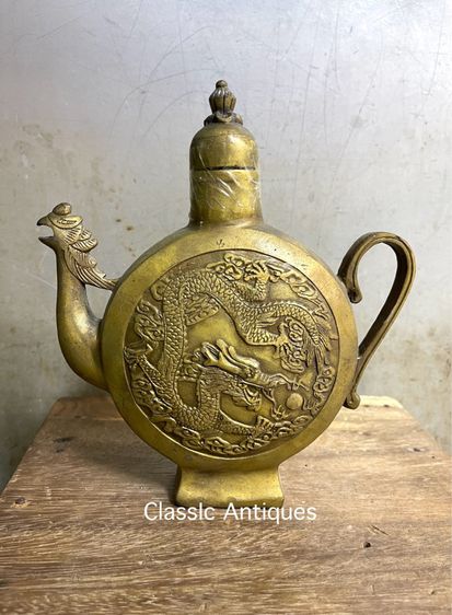 กาน้ำชา มังกร นกฟีนิกซ์ทองเหลือง