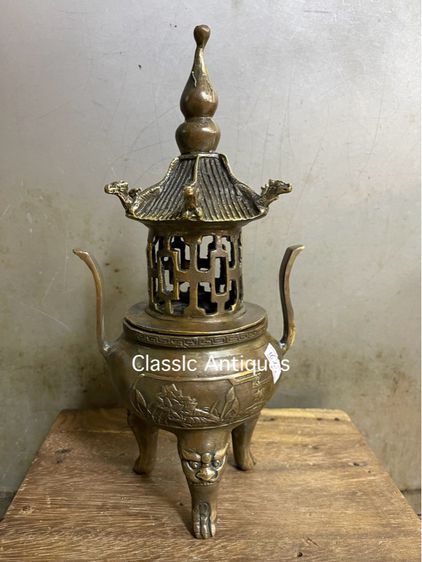 กระถาง กำยาน ทองเหลืองสะสม A58 รูปที่ 3