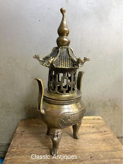 กระถาง กำยาน ทองเหลืองสะสม A58 รูปที่ 2