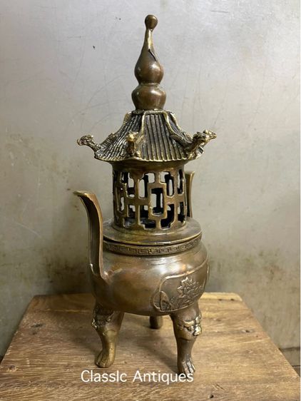 กระถาง กำยาน ทองเหลืองสะสม A58 รูปที่ 4