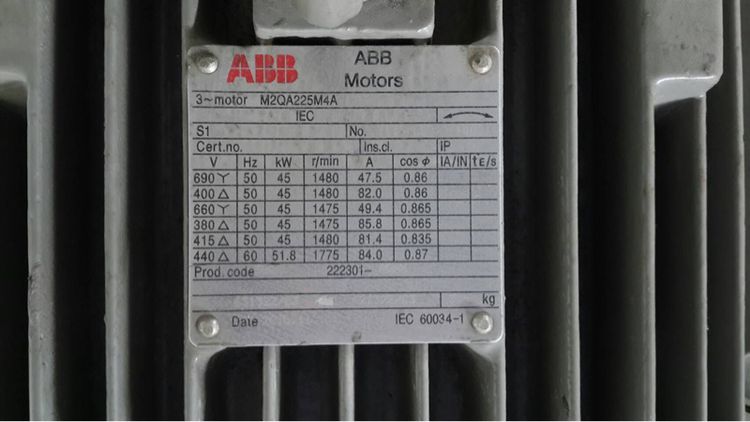 มอเตอร์ “ABB” 60Hp(45kw) 3เฟส 4Pole 1450 rpm Model  M2QA 225 M4A รูปที่ 10