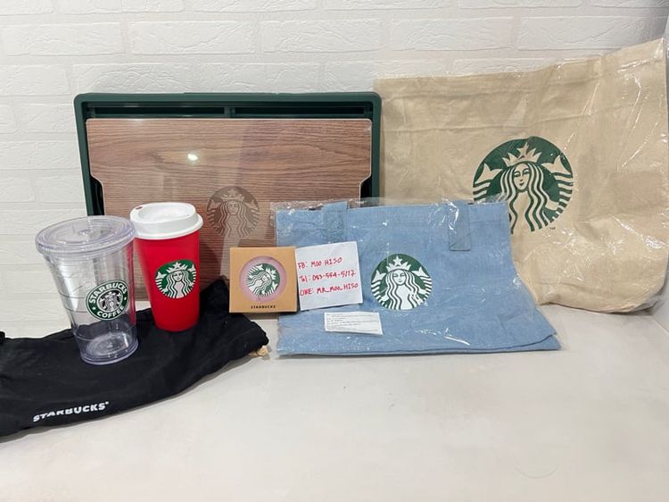ถุงผ้า แก้ว Starbucks และกล่องของแท้และใหม่ ขายยกชุดทั้งหมด
