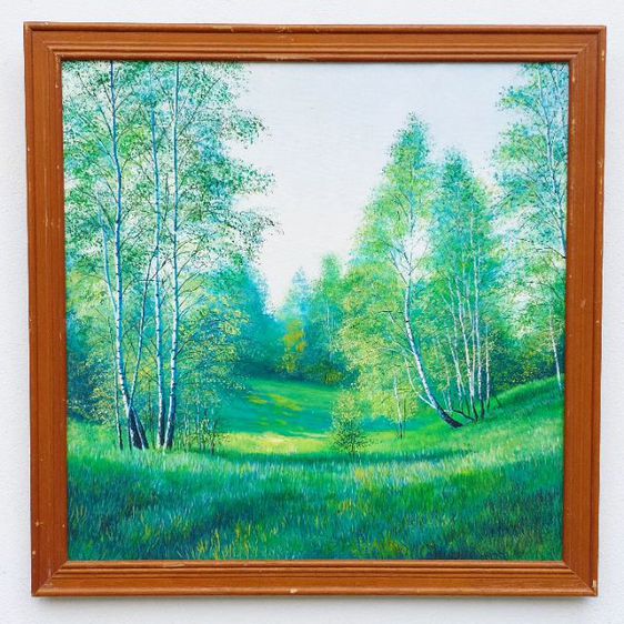 ภาพสีน้ำมัน ในฤดูร้อน Summer 
สีน้ำมันบนผ้า สวย สะท้อน ป่าในทวีปยุโรปได้อย่างลงตัว  ทุกอย่างเขียวชอุ่ม ไปหมด บรรจุในกรอบไม้แท้ ครับ รูปที่ 9