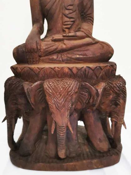 พระบูชาไม้แกะ  นั่งบนหลังช้าง หน้าตักประมาณ 5 นิ้ว รูปที่ 6