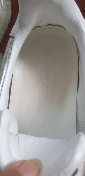 Jimmy Choo รองเท้าผ้าใบ Silver Leather Diamond Low Top ไซส์ 37 23.5cm, รูปที่ 11