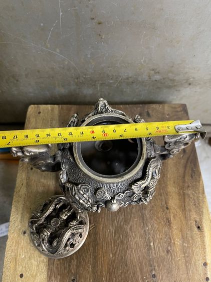 กระถางกำยาน มังกรทองเหลือง กะไหล่เงินA30 รูปที่ 12