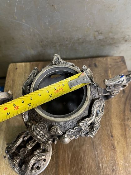 กระถางกำยาน มังกรทองเหลือง กะไหล่เงินA30 รูปที่ 11