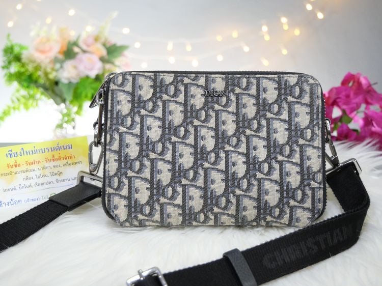 Dior Oblique jacquard Pouch with Strap รูปที่ 4
