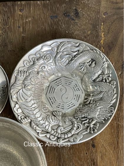 ถ้วยน้ำชา 4 สัตว์จตุรเทพ กะไหล่เงินA1 รูปที่ 7