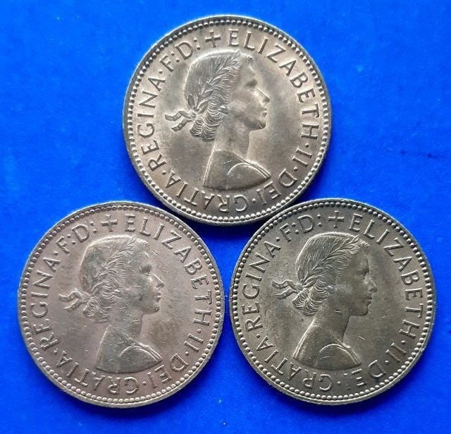 เหรียญ ธนบัตร ต่างประเทศ เหรียญอังกฤษ HALF PENNY 3เหรียญ