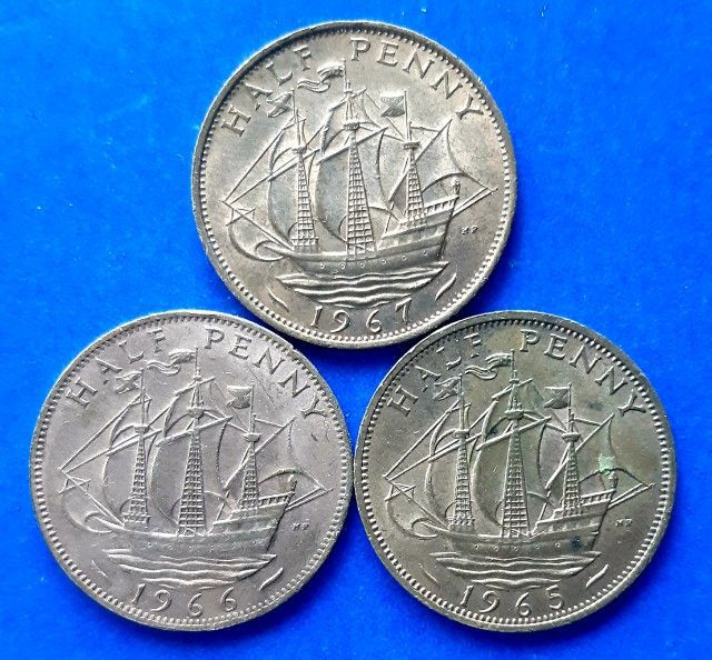 เหรียญอังกฤษ HALF PENNY 3เหรียญ รูปที่ 2