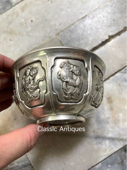 ถ้วยน้ำชา เทพแปดเซียนกะไหล่เงินA2 รูปที่ 3