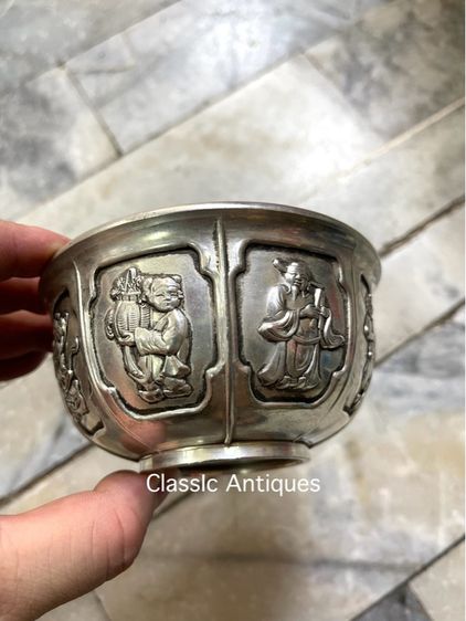 ถ้วยน้ำชา เทพแปดเซียนกะไหล่เงินA2 รูปที่ 5