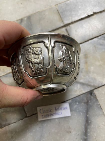 ถ้วยน้ำชา เทพแปดเซียนกะไหล่เงินA2 รูปที่ 6