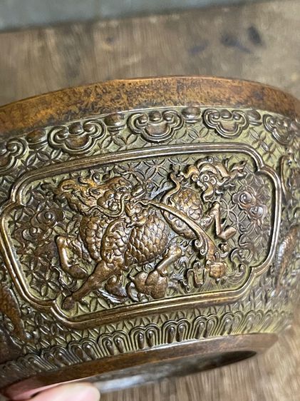 ถ้วยน้ำชา ลายกิเลน ทองเหลือง รูปที่ 8