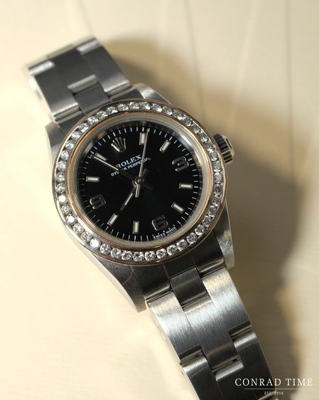 Rolex Oyster Perpetual 76080 Black Dial Diamond Bezel Oyster Steel 2000 26mm. รูปที่ 2