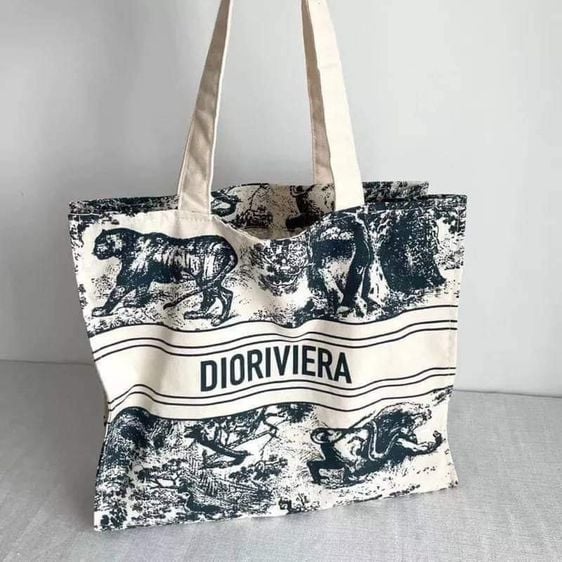 ขายกระเป๋าผ้า Dior Book Tote Riviera Linen Bag รูปที่ 4