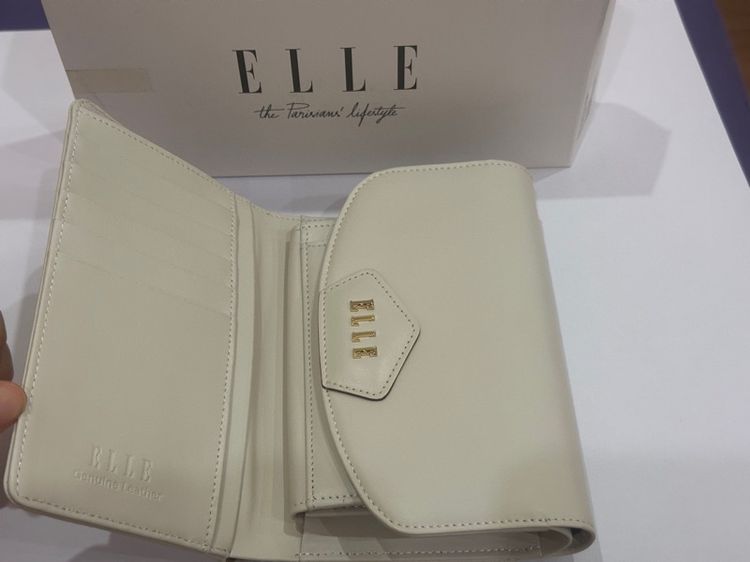 กระเป๋าสตางค์ Elle สีงาช้าง แบบพับ รูปที่ 3