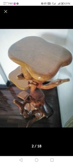 แท่นวางของ​โชว์​รากไม้​สัก​ทอง​สลักนก​ยูงสวยงาม​ รูปที่ 5